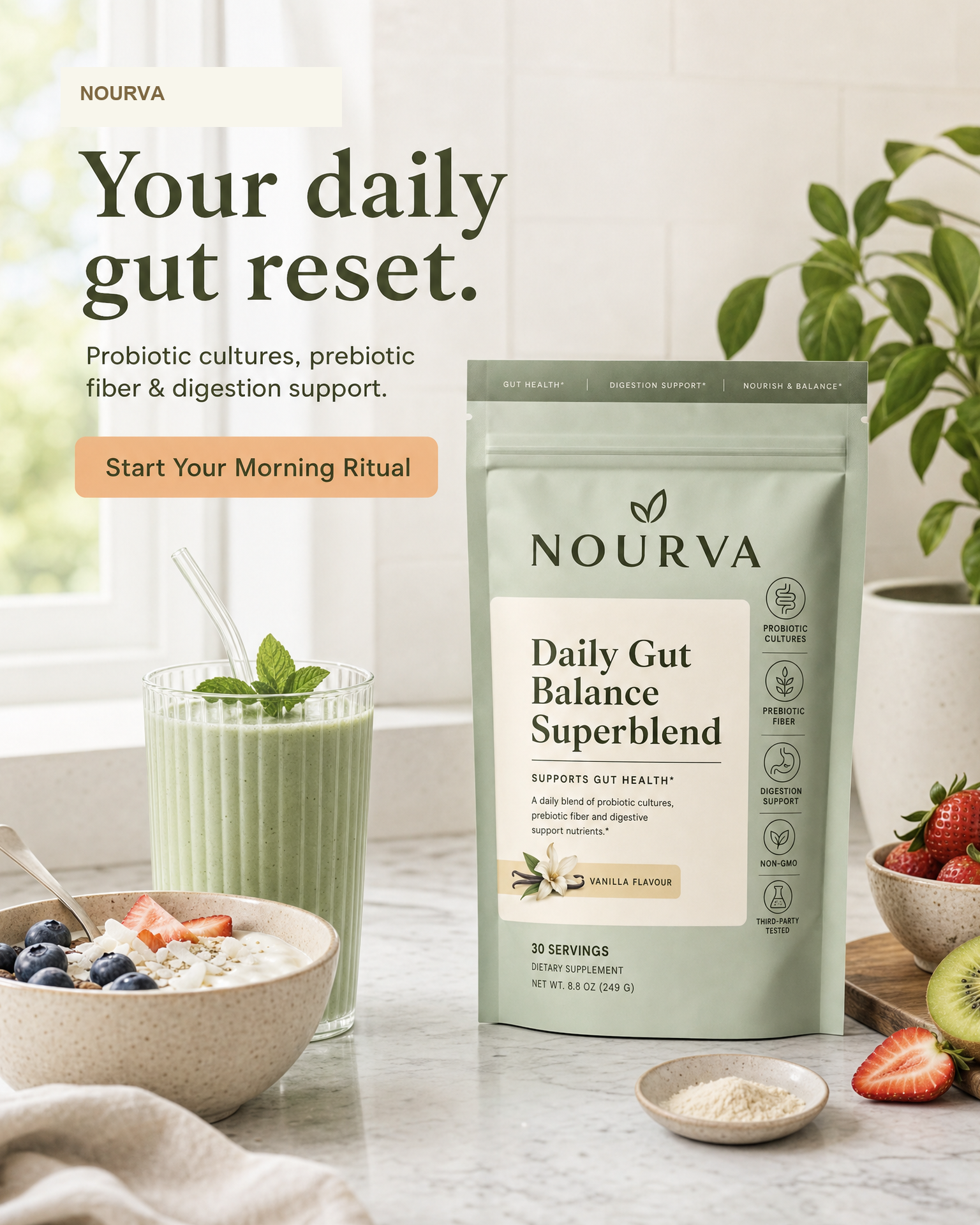 NOURVA gut health morning ritual ad case study